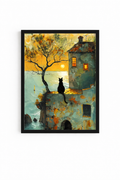 Quadro su Tela Gatto al Tramonto sul Mare 30x40 cm – Stampa Artistica con Cornice Nera o Bianca, Decorazione Casa Moderna